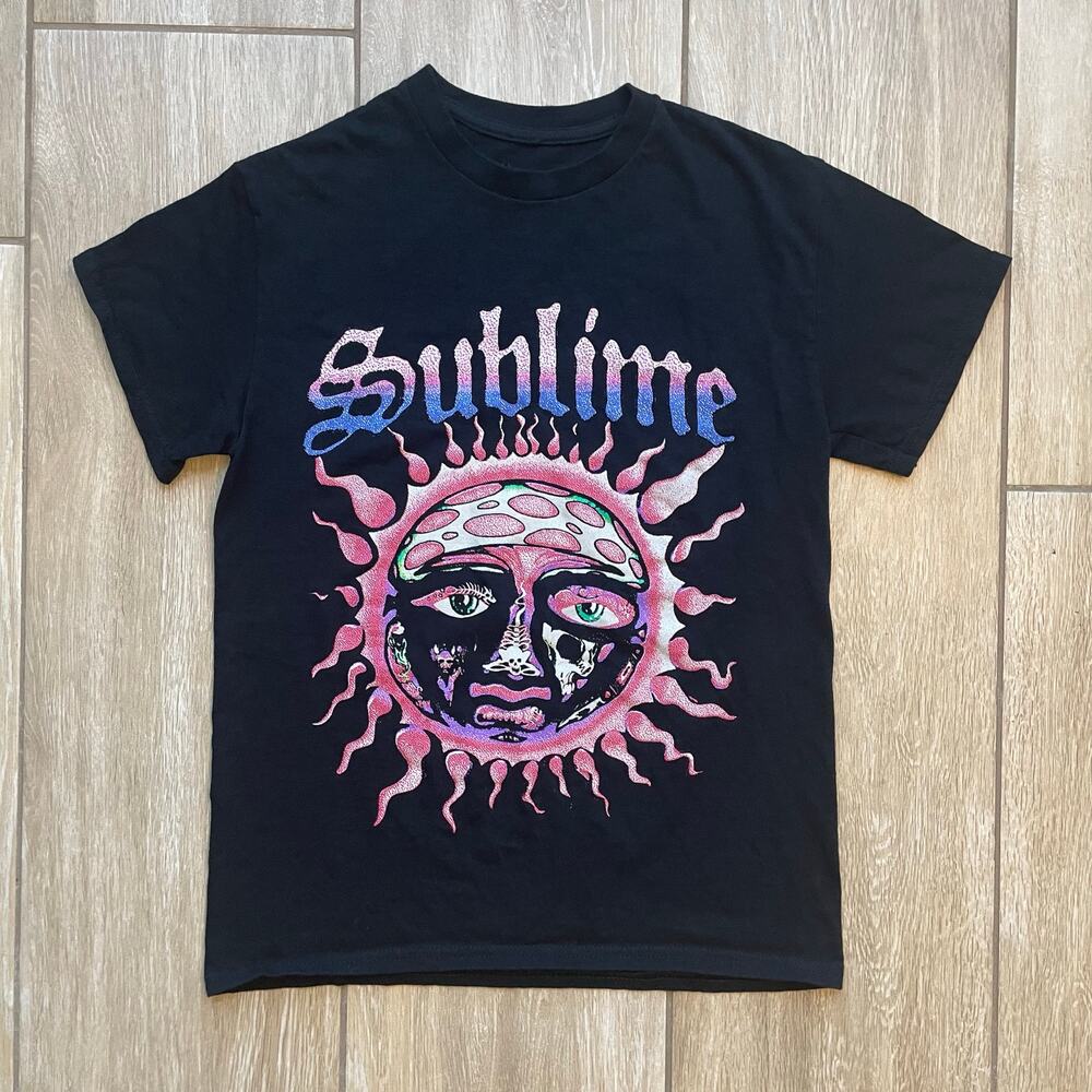 Sublime Band T Shirt Mens Small Black Sun Logo Graphic Rock Reggae Tee